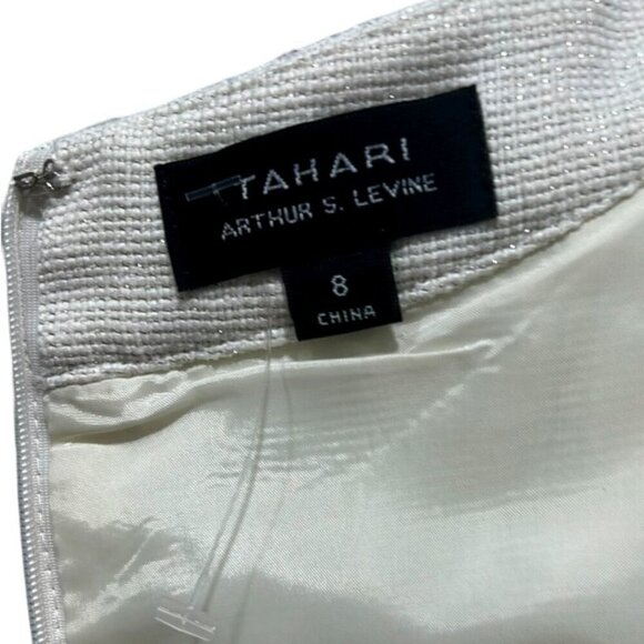 Tahari ASL Sheath Dress Size 8 Ivory Gold Metallic - Picture 13 of 14